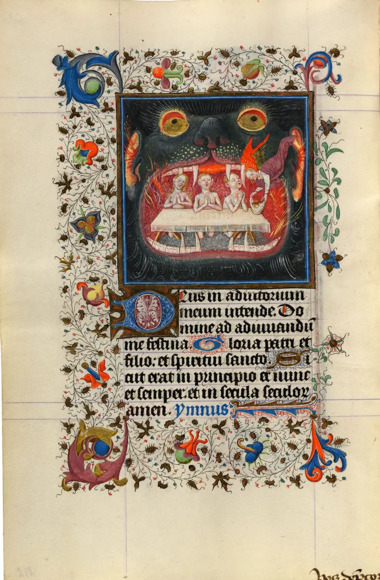 Dusze czyśćcowe, Godzinki Katarzyny de Clèves, Utrecht, ok. 1440, The Morgan Library &amp; Museum, MS M.917/945, f. 105v (Image courtesy of Faksimile Verlag Luzern)