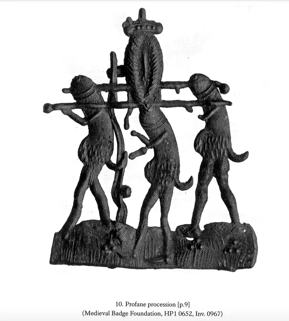 Erotyczna „procesja” – średniowieczna odznaka pielgrzymia, wg. Ann Marie Rasmussen, „Wandering Genitalia: Sexuality & the Body in German Culture between the Late Middle Ages & Early Modernity” (London:King’s College London, 2009)