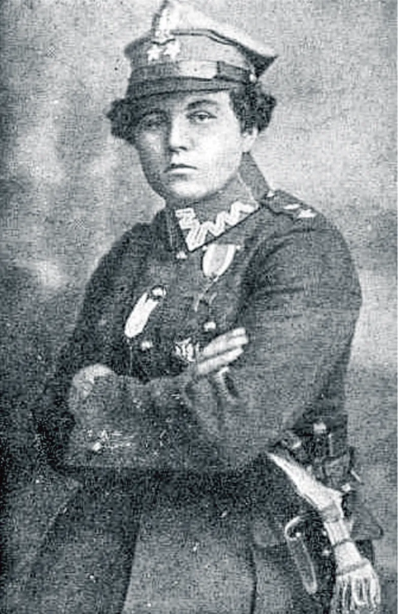 Olga Stawecka w mundurze oficerskim, Lwów, kwiecień 1919 r.