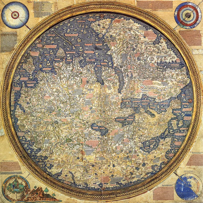 Mappa mundi autorstwa Fra Mauro datowana na 1460 rok pod wieloma względami zaznacza koniec średniowiecznej tradycji map biblijnych i początek podejścia naukowegoAC