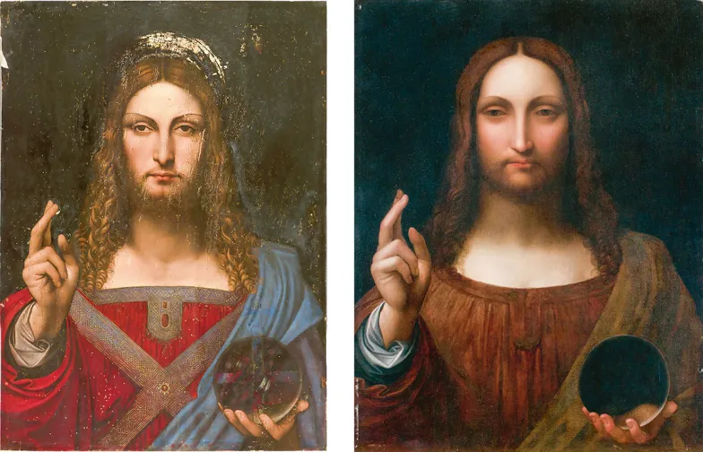 Od lewej: „Salvator Mundi” z Neapolu; „Salvator Mundi” z Wilanowa / WIKIPEDIA / AGNIESZKA INDYK / MUZEUM PAŁACU KRÓLA JANA III W WILANOWIE