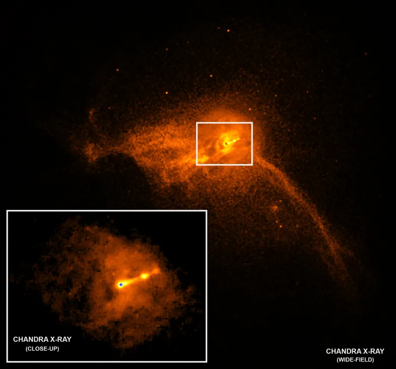 Centrum galaktyki M87 wykonane przez obserwatorium Chandra / fot. NASA / CXC / Villanova University / J. Neilsen