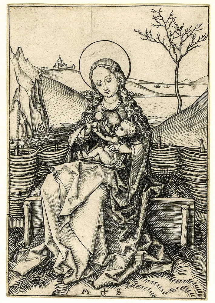 Martin Schongauer, Madonna z Dzieciątkiem na ławie darniowej, druga połowa XV w. / THE METROPOLITAN MUSEUM OF ART 