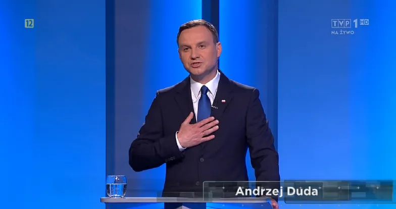 Andrzej Duda w debacie prezydenckiej w TVP1