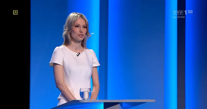 Magdalena Ogórek w debacie prezydenckiej w TVP1. Źródło wyboryprezydenckie.tvp.pl