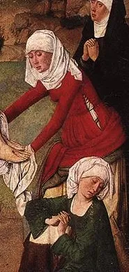 Dirk Bouts, Ukrzyżowanie z Tryptyku Pasyjnego (detal), ok. 1455, Capilla Real, Granada / źródło: Wikimedia Commons