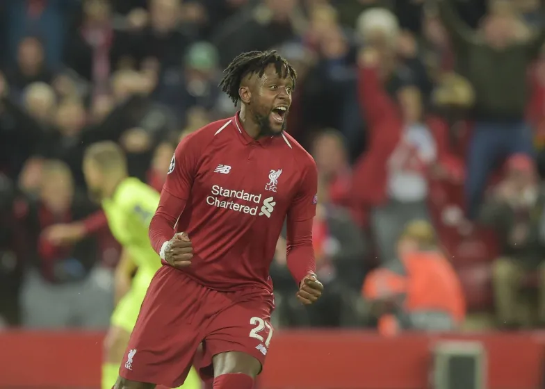 Divock Origi podczas meczu półfinałowego Ligi Mistrzów FC Barcelona kontra Liverpool. 7 maja 2019 r. / Fot. DeFodi.eu/Imago Sport and News/East News