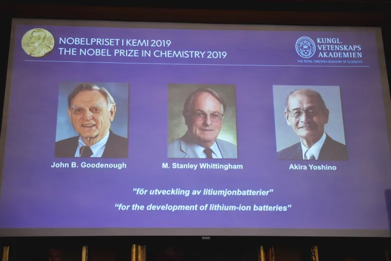 Ogłoszenie nagrody Nobla z chemii dla Johna B. Goodenougha, M. Stanleya Whittinghama i Akiry Yoshino. Sztokholm, 9 października 2019 r. / fot. TT News Agency / Associated Press / East News