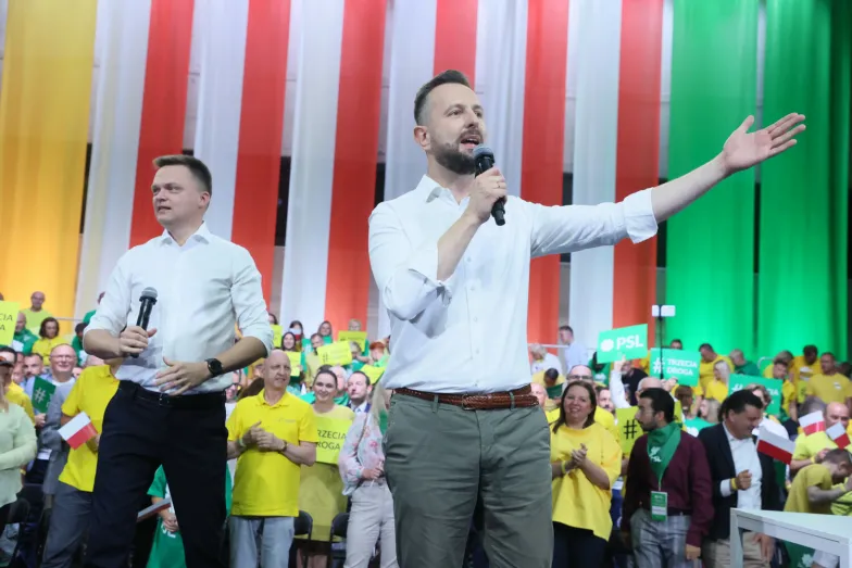 Konwencja PSL pt. "Trzecia Droga" z udziałem przewodniczącego Polski 2050 Szymona Hołowni. Grodzisk Mazowiecki, 24 czerwca 2023 r. / fot. Fot. Paweł Wodzyński / East News