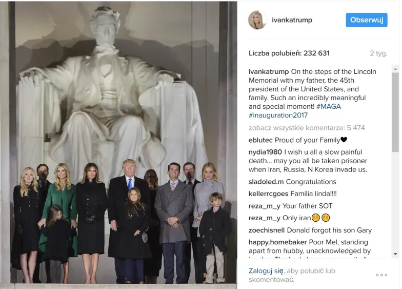 Zdjęcie z profilu Ivanki Trump na Instagramie