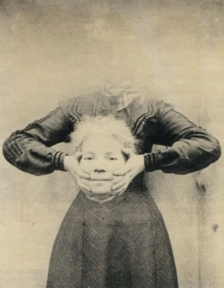 "Obcięta głowa" była jednym z najpopularniejszych fotomontaży w XIX i początkach XX wieku / fot. ok 1900 / Wikimedia Commons