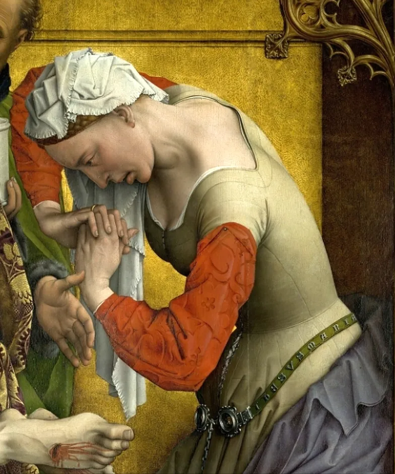 Rogier van der Weyden, Zdjęcie z krzyża (detal), ok. 1435, Prado, Madryt / źródło: Wikimedia Commons